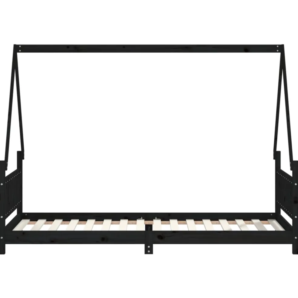 vidaXL Kinderbedframe 80x200 cm massief grenenhout zwart