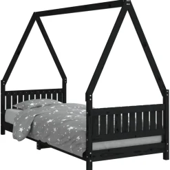 vidaXL Kinderbedframe 80x200 cm massief grenenhout zwart