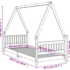 vidaXL Kinderbedframe 80x200 cm massief grenenhout zwart