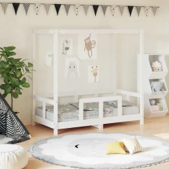 vidaXL Kinderbedframe 70x140 cm massief grenenhout wit