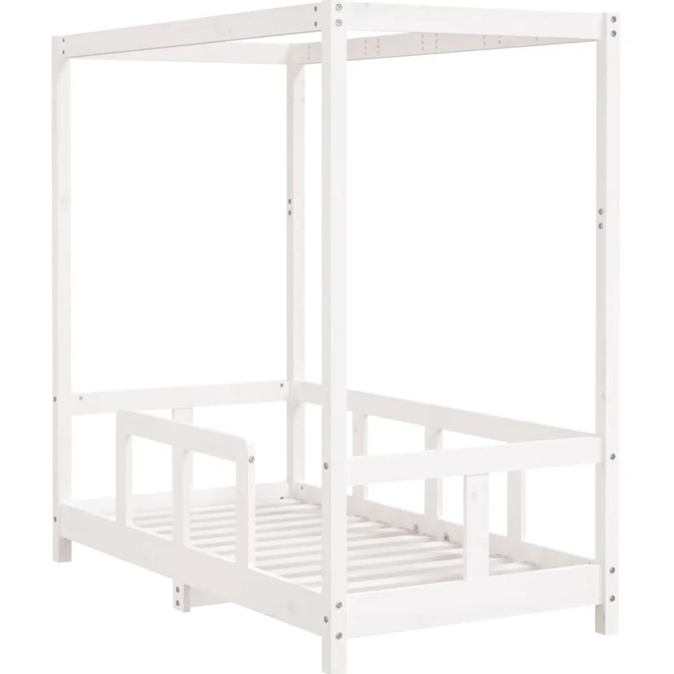 vidaXL Kinderbedframe 70x140 cm massief grenenhout wit