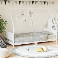 vidaXL Kinderbedframe 90x200 cm massief grenenhout wit