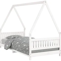 vidaXL Kinderbedframe 90x200 cm massief grenenhout wit
