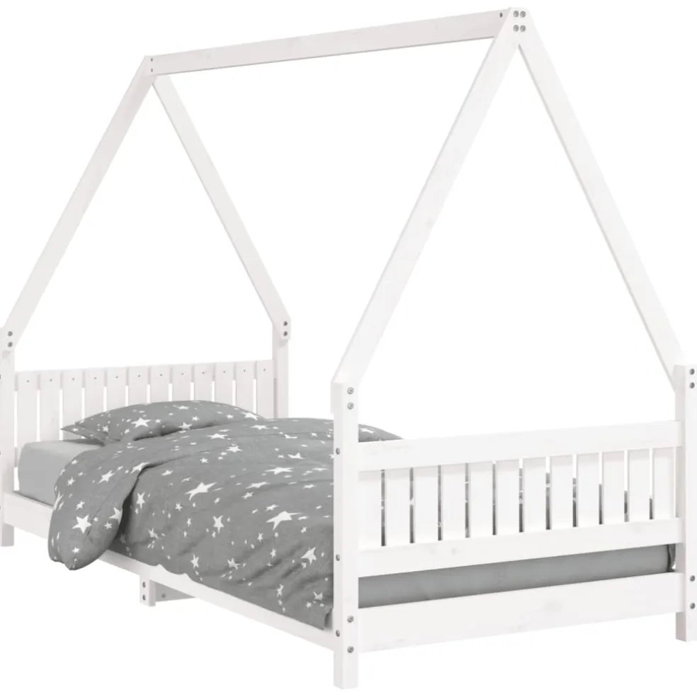 vidaXL Kinderbedframe 90x200 cm massief grenenhout wit