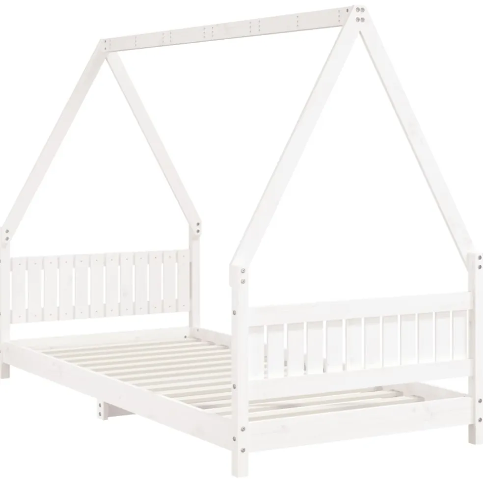 vidaXL Kinderbedframe 90x200 cm massief grenenhout wit