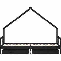 vidaXL Kinderbedframe 80x200 cm massief grenenhout zwart