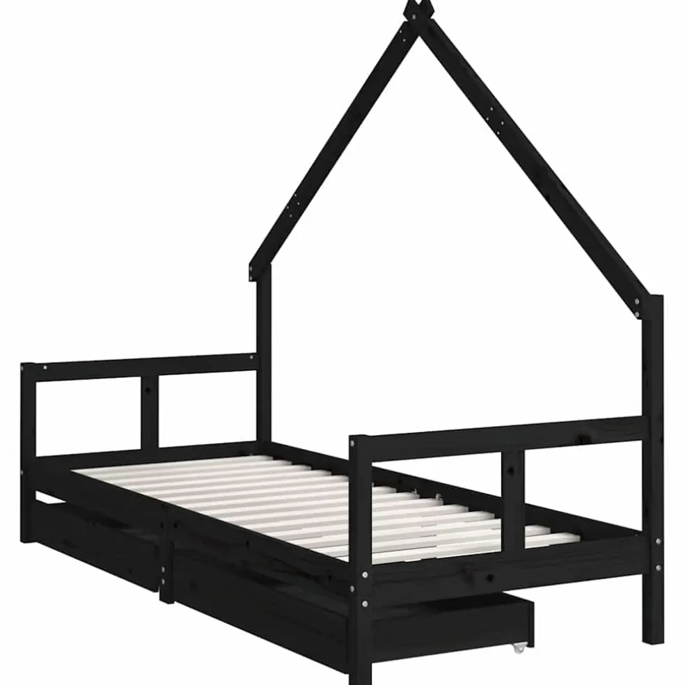 vidaXL Kinderbedframe 80x200 cm massief grenenhout zwart