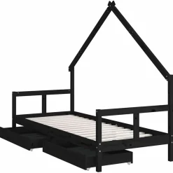 vidaXL Kinderbedframe 80x200 cm massief grenenhout zwart