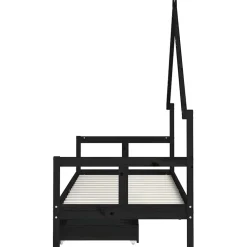 vidaXL Kinderbedframe 80x200 cm massief grenenhout zwart
