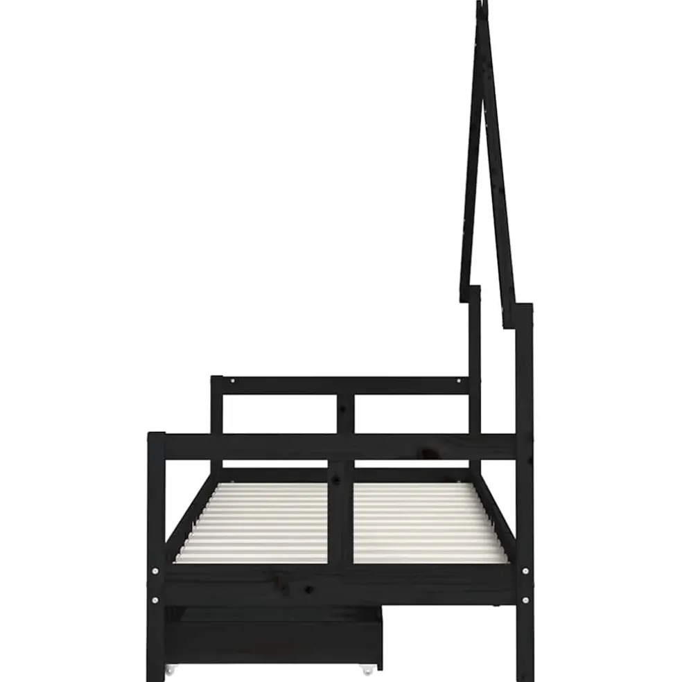 vidaXL Kinderbedframe 80x200 cm massief grenenhout zwart