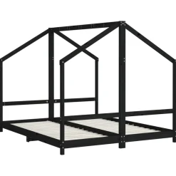 vidaXL Kinderbedframe 2x(80x200) cm massief grenenhout zwart