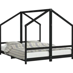 vidaXL Kinderbedframe 2x(80x200) cm massief grenenhout zwart