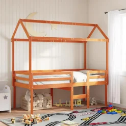 vidaXL Kinderbedhuisje 217x95,5x159 cm massief grenenhout wasbruin