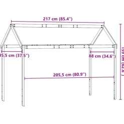 vidaXL Kinderbedhuisje 217x95,5x159 cm massief grenenhout wasbruin
