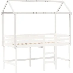 vidaXL Kinderbedhuisje 217x95,5x159 cm massief grenenhout wit