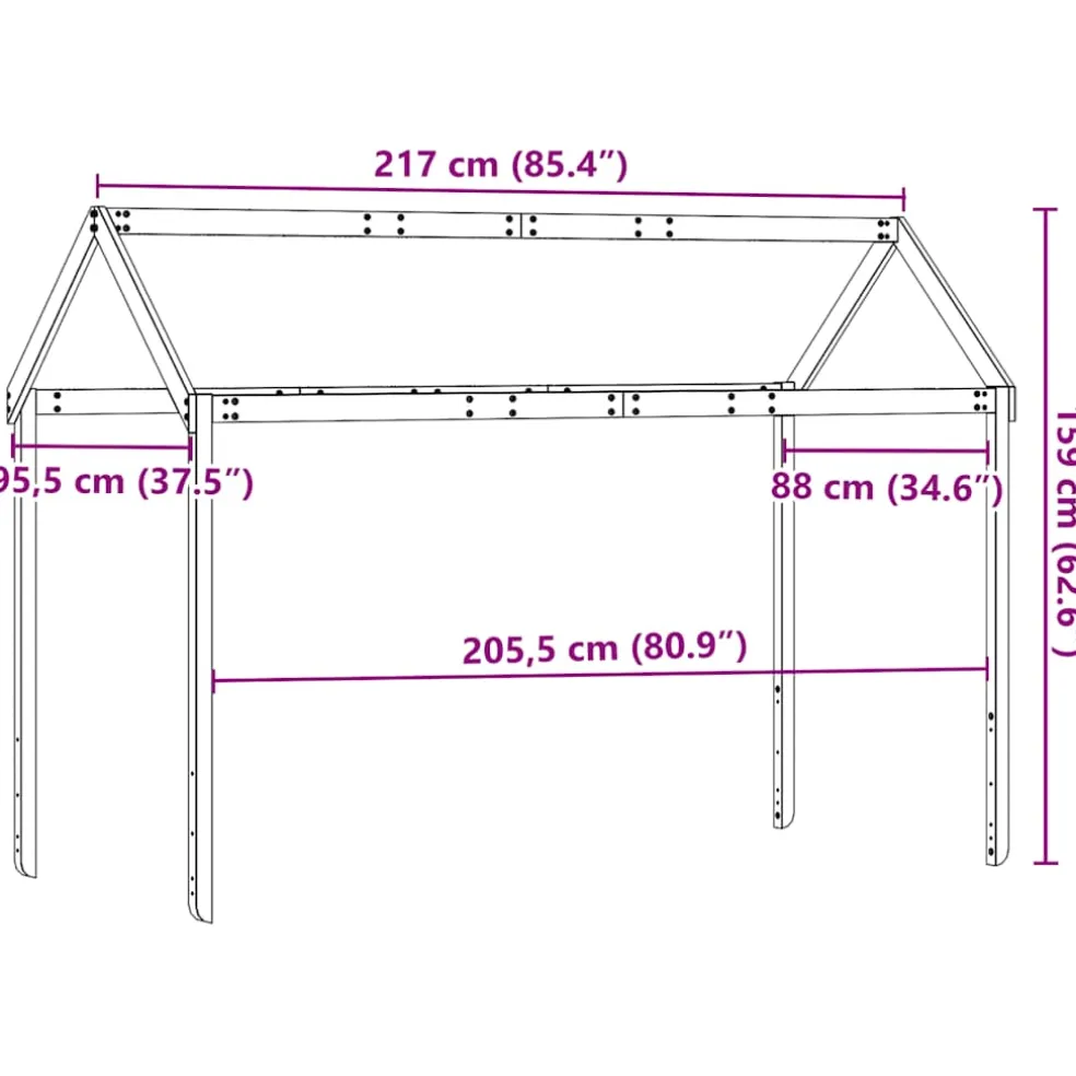 vidaXL Kinderbedhuisje 60x89x134,5 cm massief grenenhout