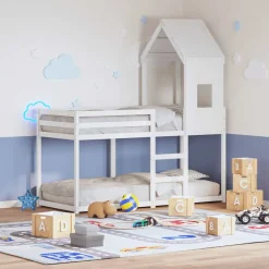 vidaXL Kinderbedhuisje 60x89x134,5 cm massief grenenhout wit