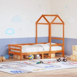 vidaXL Kinderbedhuisje 118x70x176,5 cm massief grenenhout wasbruin