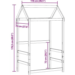 vidaXL Kinderbedhuisje 118x70x176,5 cm massief grenenhout wasbruin