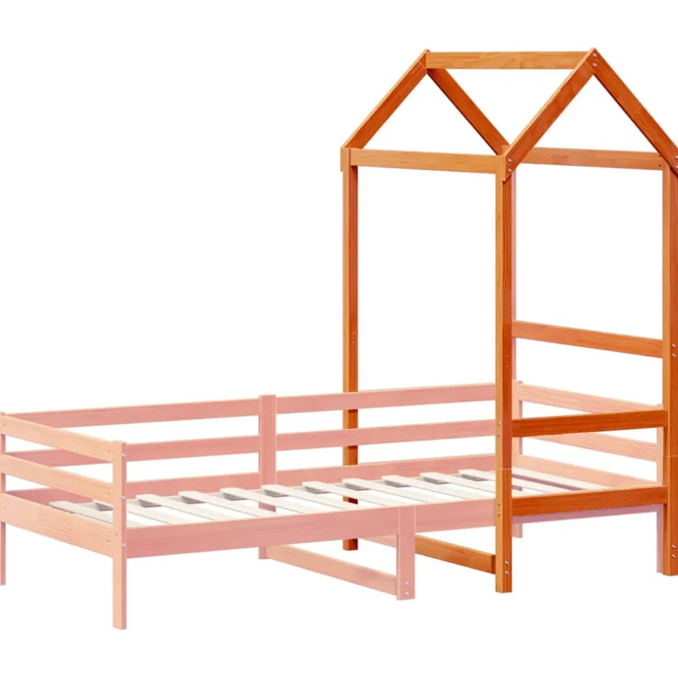 vidaXL Kinderbedhuisje 118x70x176,5 cm massief grenenhout wasbruin