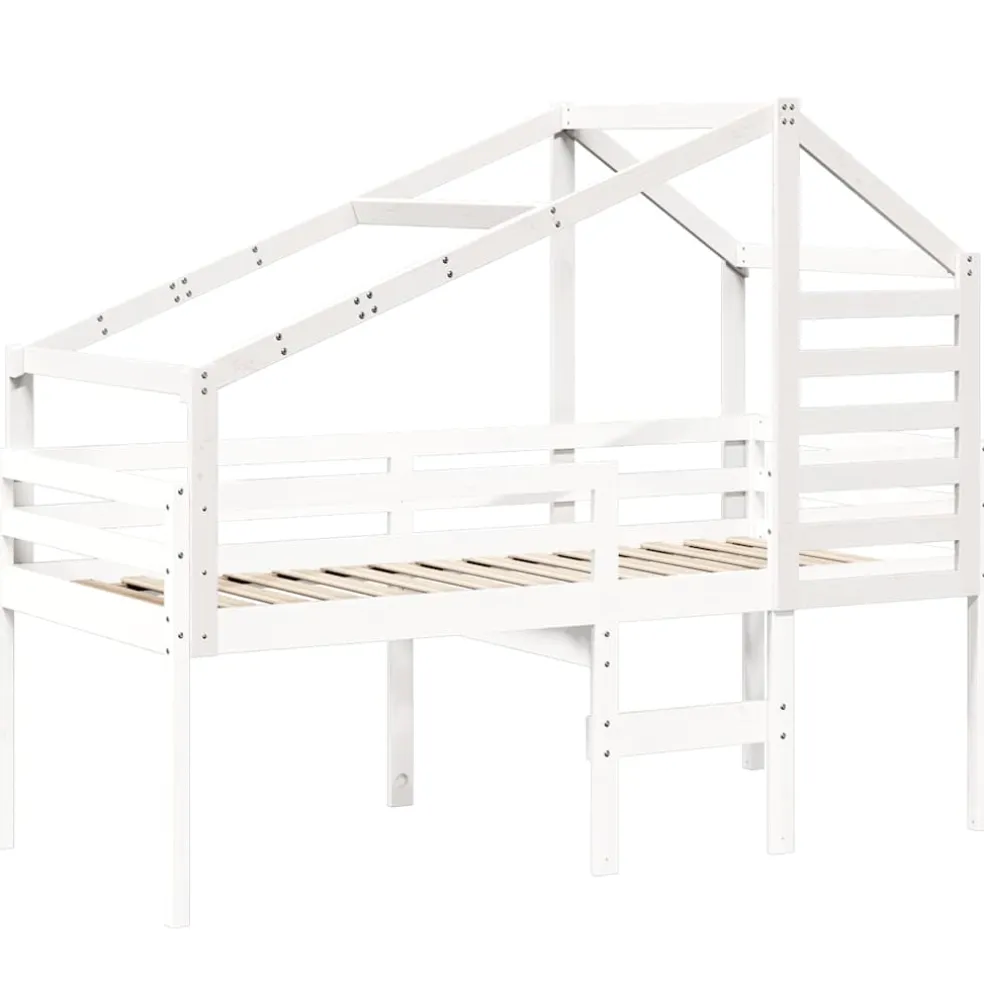 vidaXL Kinderbedhuisje 198x87x113 cm massief grenenhout wit