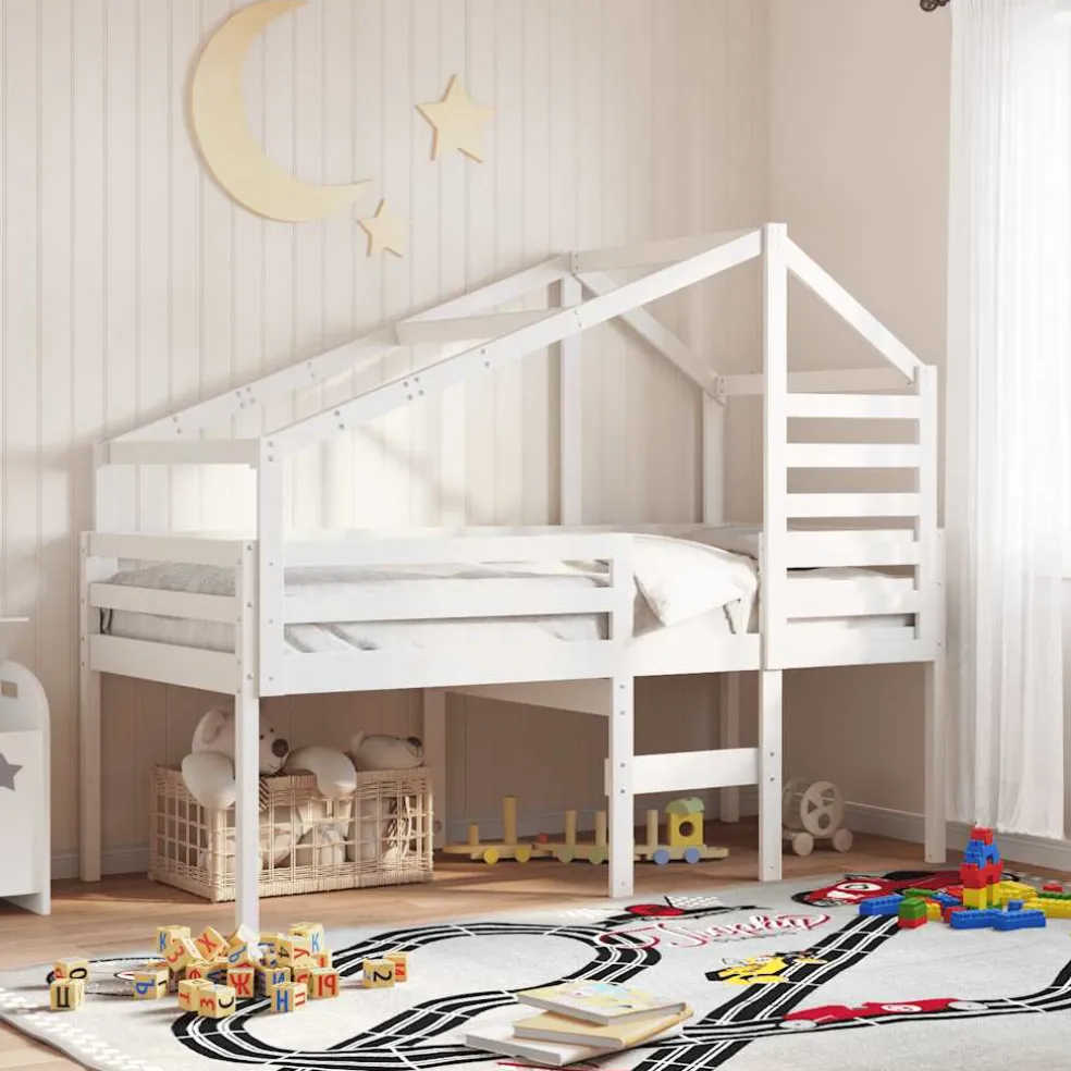 vidaXL Kinderbedhuisje 198x87x113 cm massief grenenhout wit