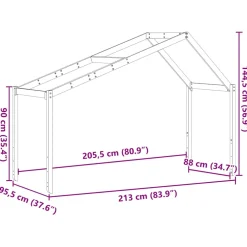 vidaXL Kinderbedhuisje 213x95,5x144,5 cm massief grenenhout wit