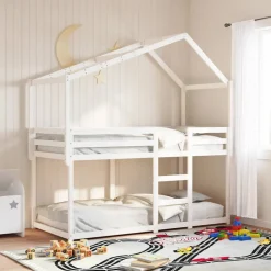 vidaXL Kinderbedhuisje 213x95,5x144,5 cm massief grenenhout wit