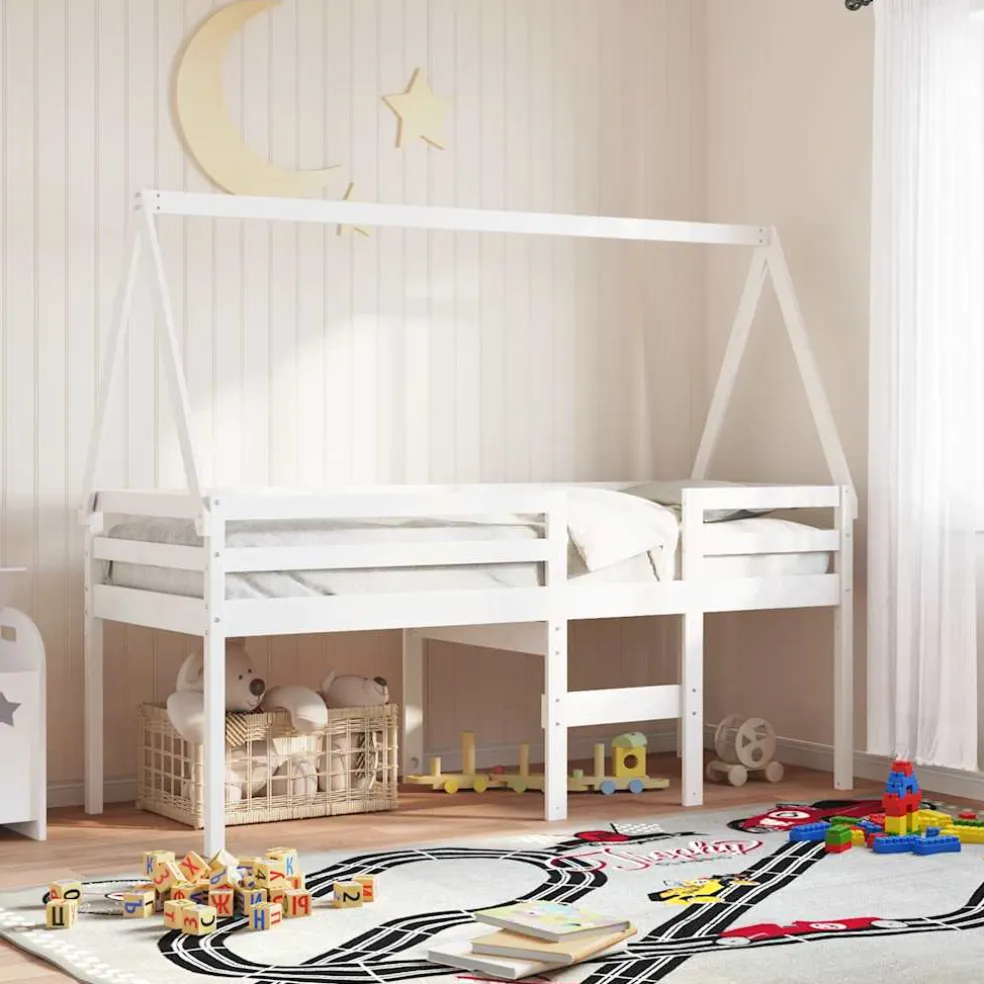 vidaXL Kinderbedhuisje 209x95,5x88 cm massief grenenhout wit