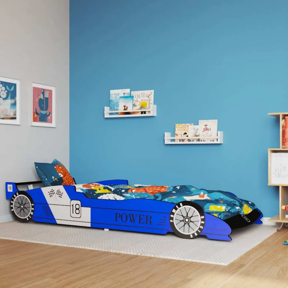 vidaXL Kinderbed raceauto blauw 90x200 cm