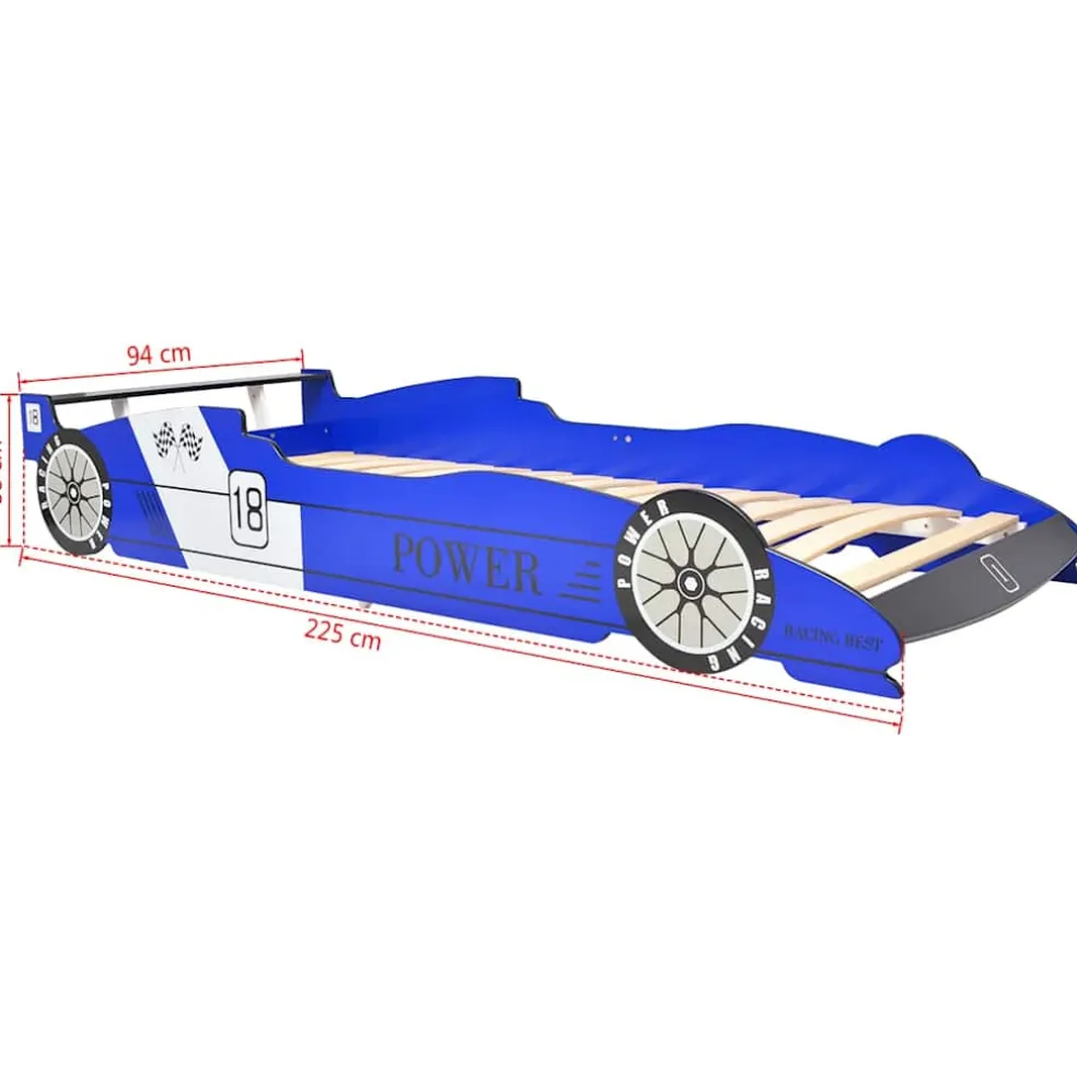 vidaXL Kinderbed raceauto blauw 90x200 cm