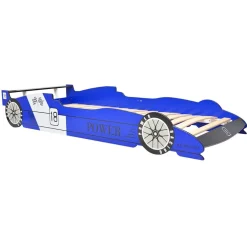 vidaXL Kinderbed raceauto met LED-verlichting blauw 90x200 cm
