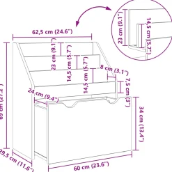 vidaXL Kinderen Boekenkast Beton Grijs 60 x 29,5 x 69 cm Bewerkt hout