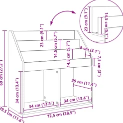 vidaXL Kinderen Boekenkast met opslag Sonoma Eiken 72,5 x 29,5 x 69 cm