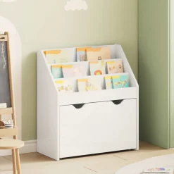 vidaXL Kinderen Boekenkast met lade Hoogglans wit 60 x 29,5 x 69 cm