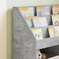 vidaXL Kinderen Boekenkast met opslag Beton Grijs 72,5 x 29,5 x 69 cm