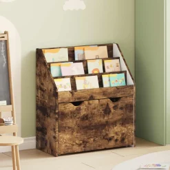 vidaXL Kinderen Boekenkast met lade Gerookt eiken 60 x 29,5 x 69 cm