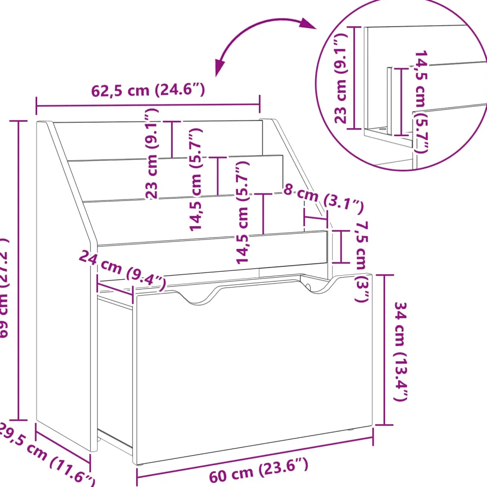 vidaXL Kinderen Boekenkast met lade Wit 60 x 29,5 x 69 cm Bewerkt hout