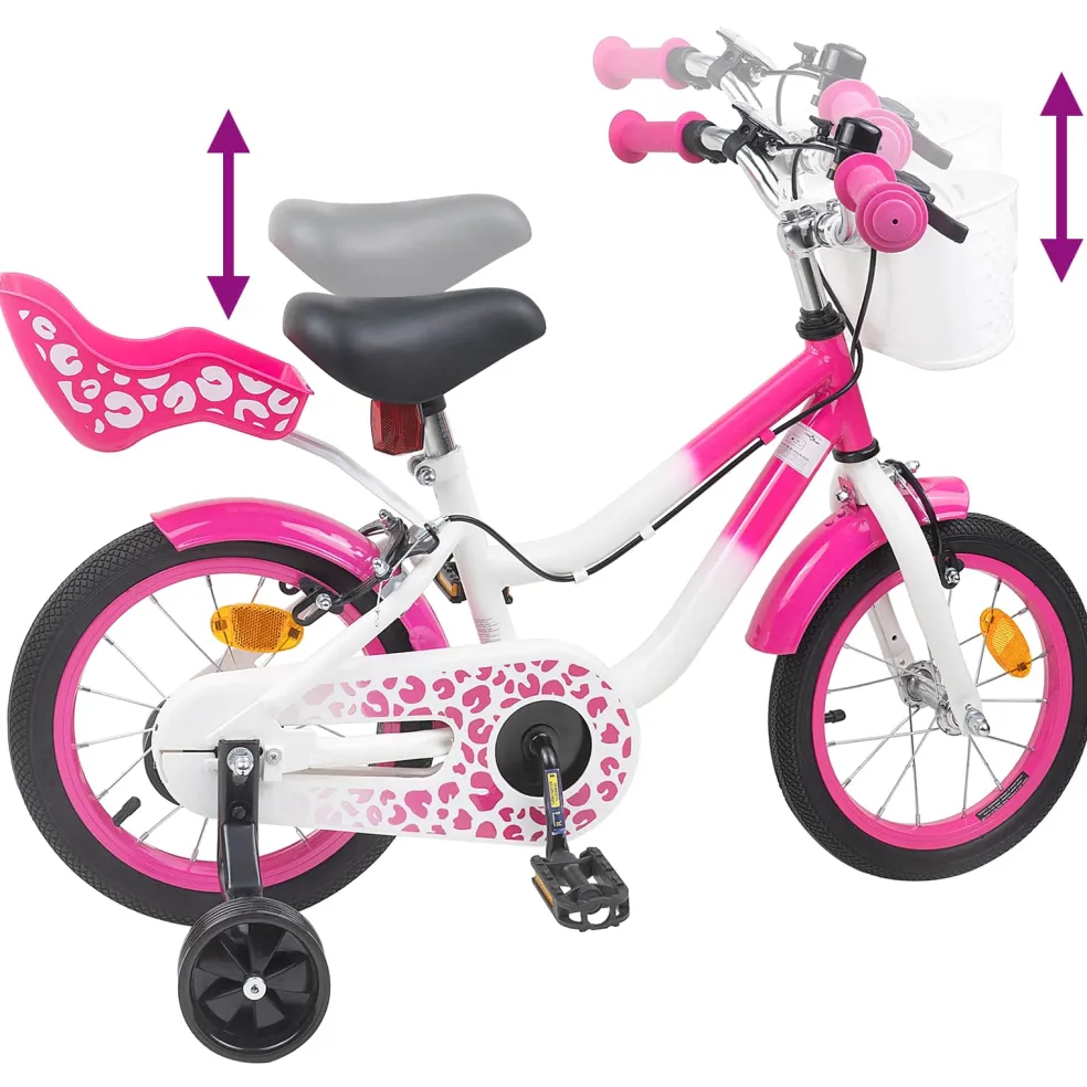 vidaXL Kinderfiets 12 Inch voor 2-4 jaar oud Roze