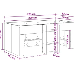 vidaXL Kinder Hoogslaper Betongrijs 80 x 200 cm Bewerkt hout