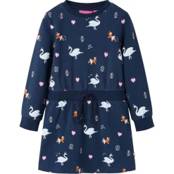 vidaXL Kinderjurk met lange mouwen 104 marineblauw