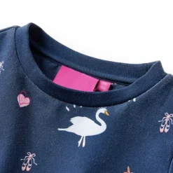 vidaXL Kinderjurk met lange mouwen 104 marineblauw