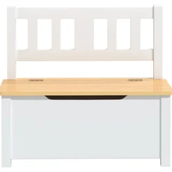 vidaXL Kinderopbergbankje 60x30x55 cm MDF wit en beige
