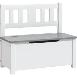 vidaXL Kinderopbergbankje 60x30x55 cm MDF wit en grijs