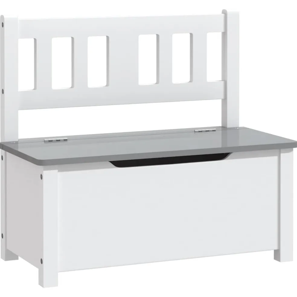 vidaXL Kinderopbergbankje 60x30x55 cm MDF wit en grijs