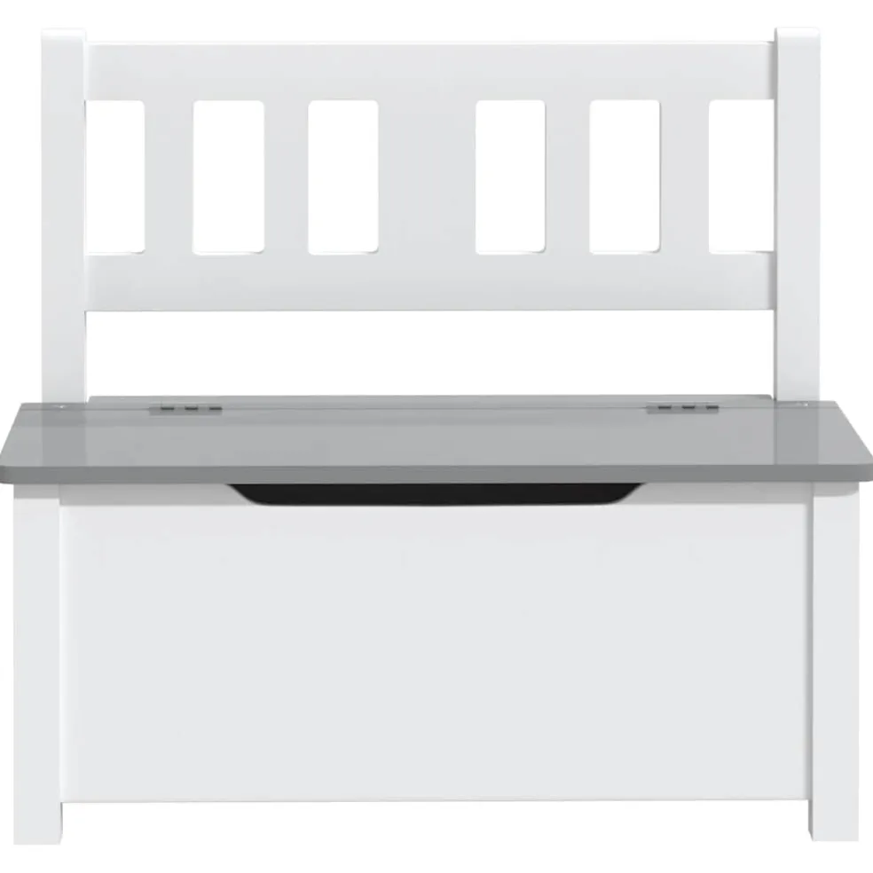 vidaXL Kinderopbergbankje 60x30x55 cm MDF wit en grijs
