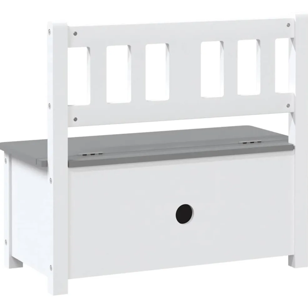vidaXL Kinderopbergbankje 60x30x55 cm MDF wit en grijs