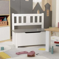 vidaXL Kinderopbergbankje 60x30x55 cm MDF wit en grijs