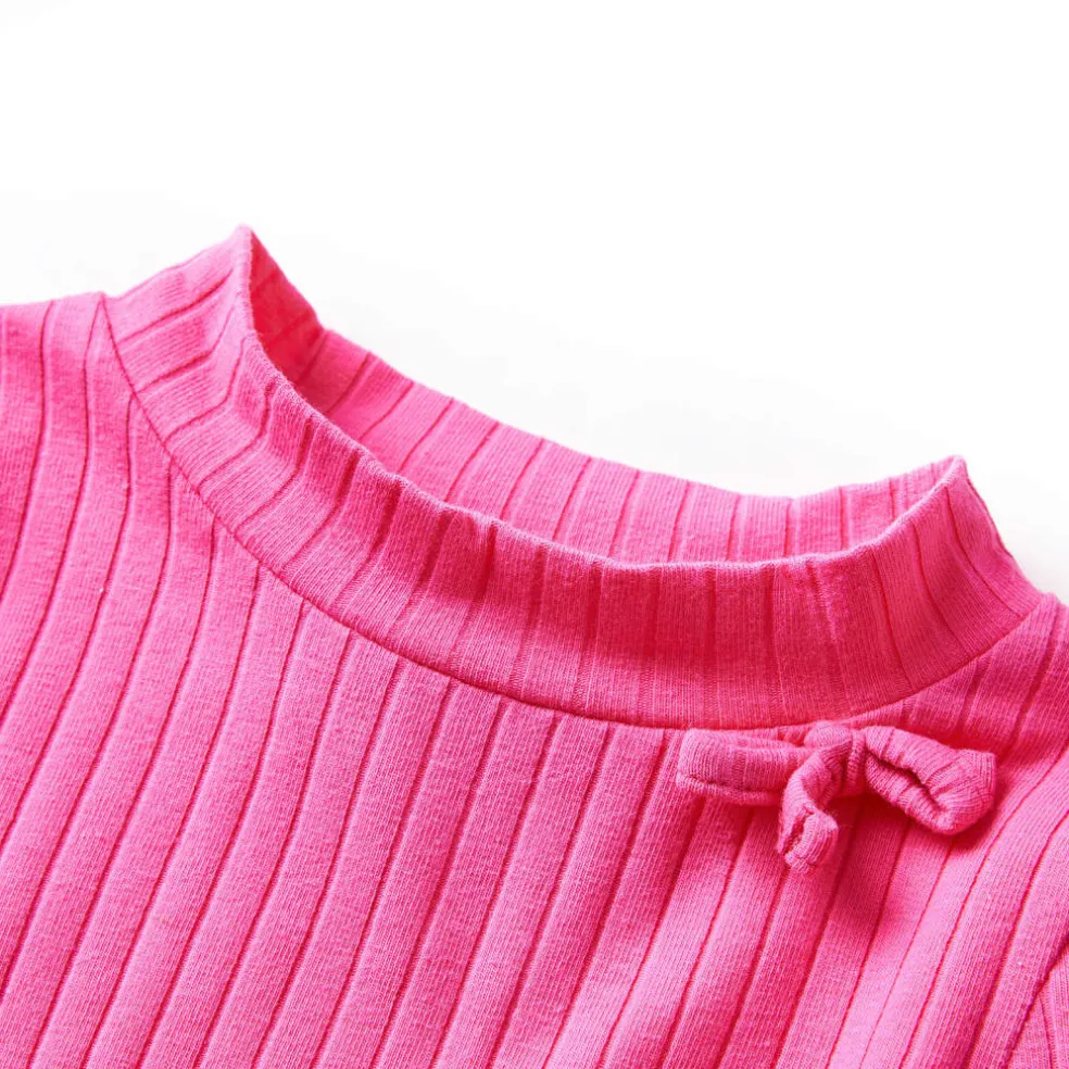vidaXL Kindershirt met lange mouwen geribd 92 felroze