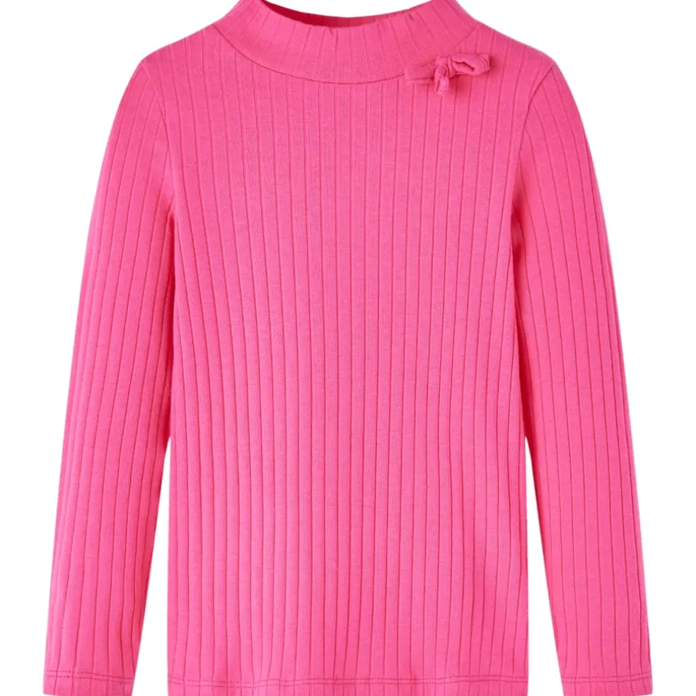 vidaXL Kindershirt met lange mouwen geribd 92 felroze